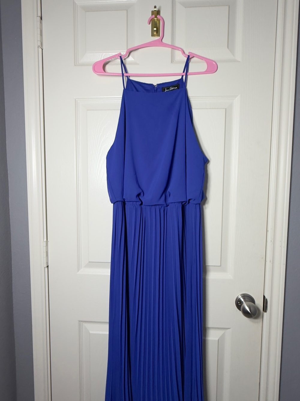 Sam Edelman Royal Blue Pleated Maxi Dress Size L Blouson Sleeveless